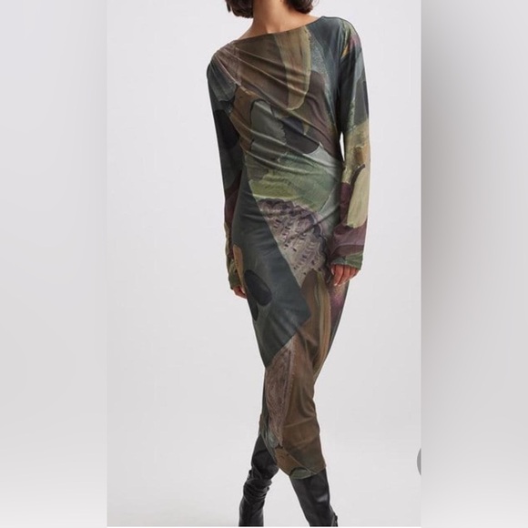 Na-Kd Dresses & Skirts - NA-KD Art Collection open back long sleeve draped dress